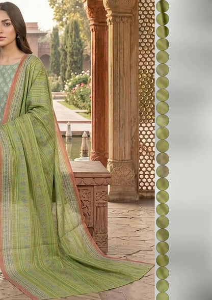 Prints Collection Volume 2 Mint Fern mint green and lime unstitched 3 piece lawn close styling and print detail