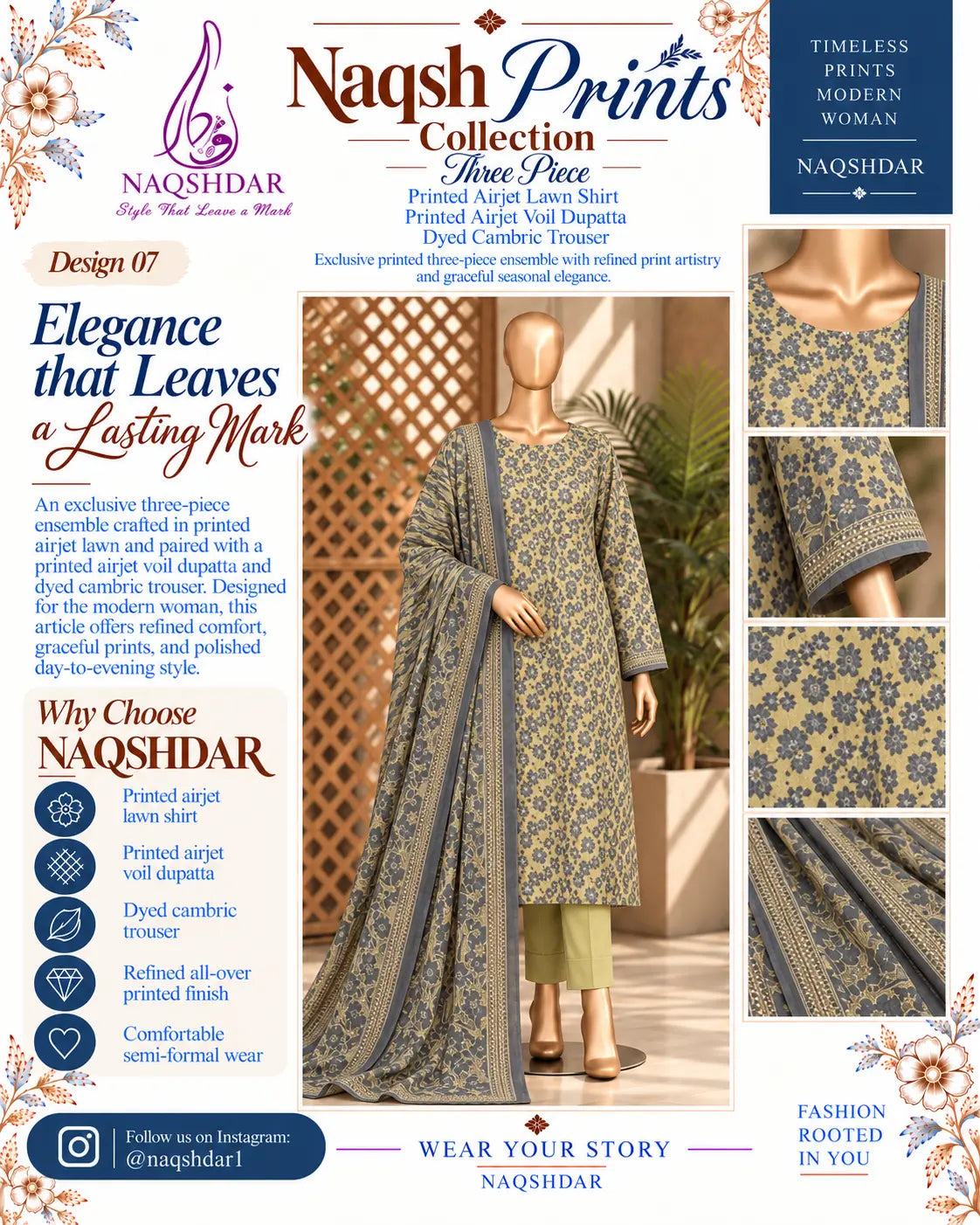 Prints Collection Volume 2 Olive Paisley olive and charcoal unstitched 3 piece lawn Naqshdar catalog view