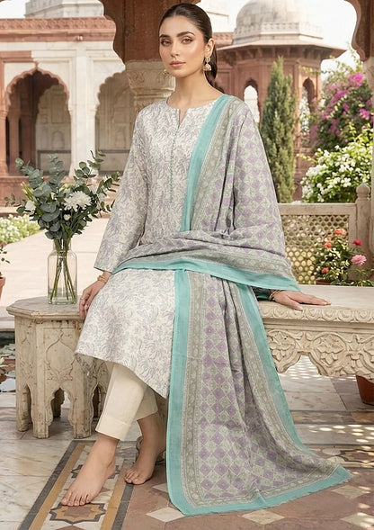 Prints Collection Volume 2 Pearl Mint pearl grey and mint unstitched 3 piece lawn close styling and print detail