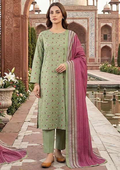 Prints Collection Volume 2 Sage Rose sage green and magenta unstitched 3 piece lawn front styling view