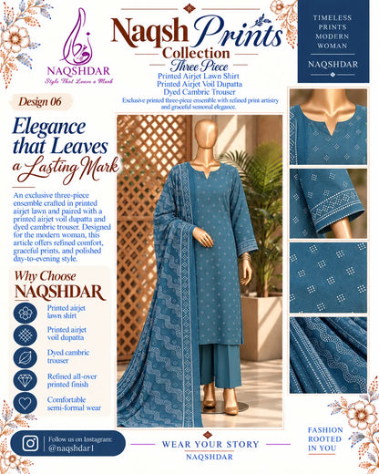 Prints Collection Volume 2 Teal Nocturne deep teal unstitched 3 piece lawn Naqshdar catalog view