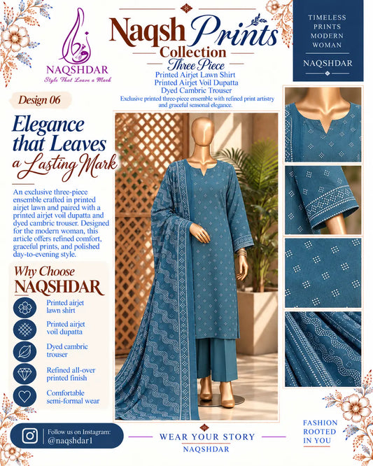 Prints Collection Volume 2 Teal Nocturne deep teal unstitched 3 piece lawn Naqshdar catalog view