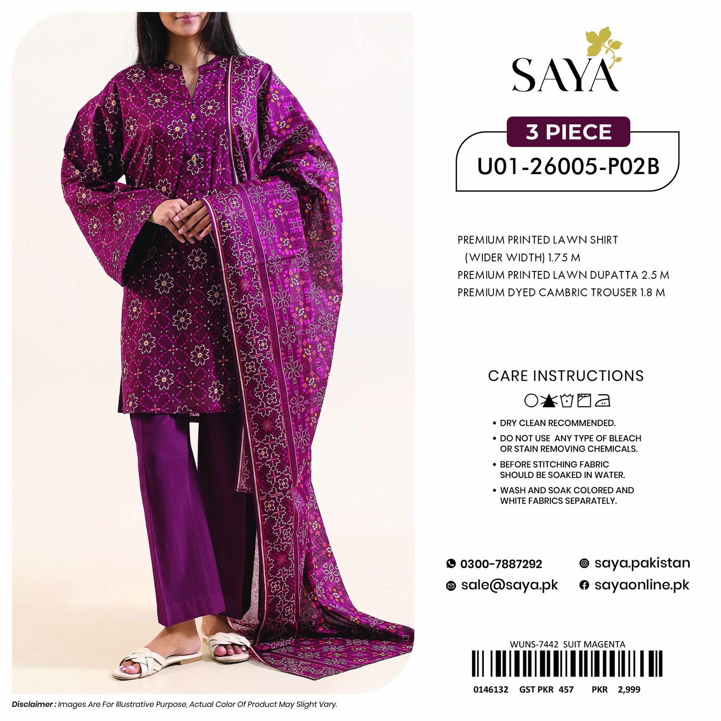 Saya Lawn U01-26005-P02B original 3-piece design