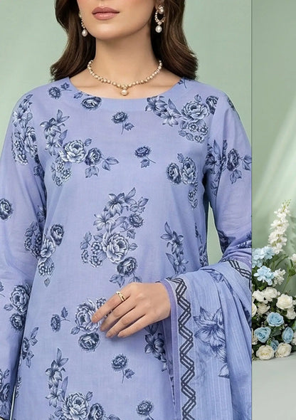 Azure Petal Powder Blue 3PC Printed Lawn dupatta view