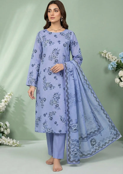 Azure Petal Powder Blue 3PC Printed Lawn front view