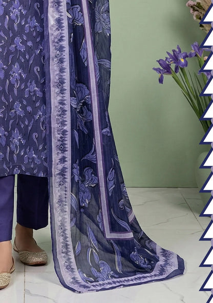 Indigo Whisper 3PC Printed Lawn dupatta view
