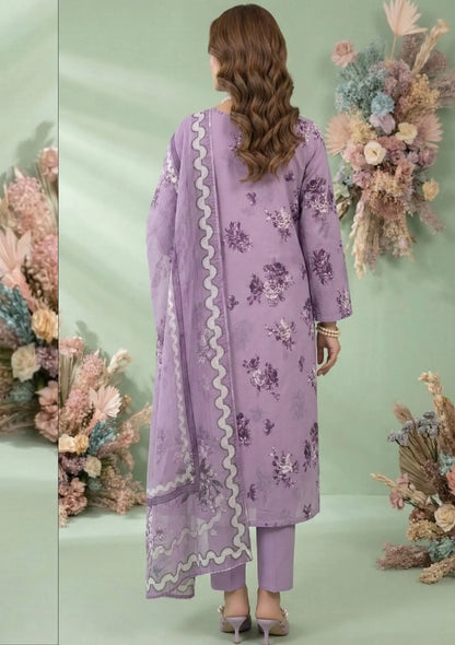 Lilac Muse 3PC Printed Lawn back view