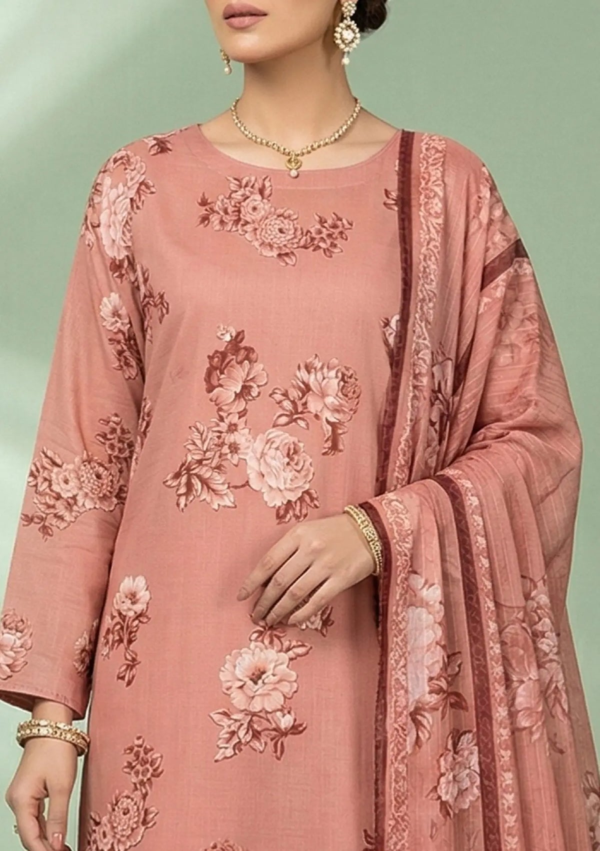 Rosewood Bloom 3PC Printed Lawn shirt print detail