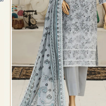 Silver Petal Dark Gray scalloped voile dupatta and shirt border detail