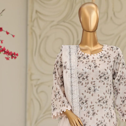 Ivory Garden Ivory White embroidered lawn shirt neckline detail
