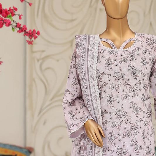 Coral Mist Coral Peach embroidered lawn shirt neckline detail