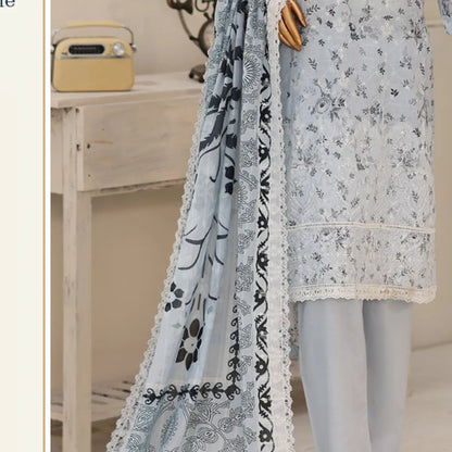 Mint Veil Mint Green scalloped voile dupatta and shirt border detail
